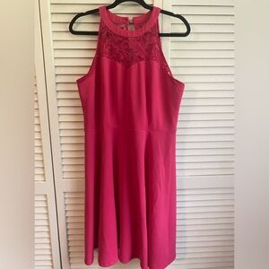 Hot Pink Lace Top Dress